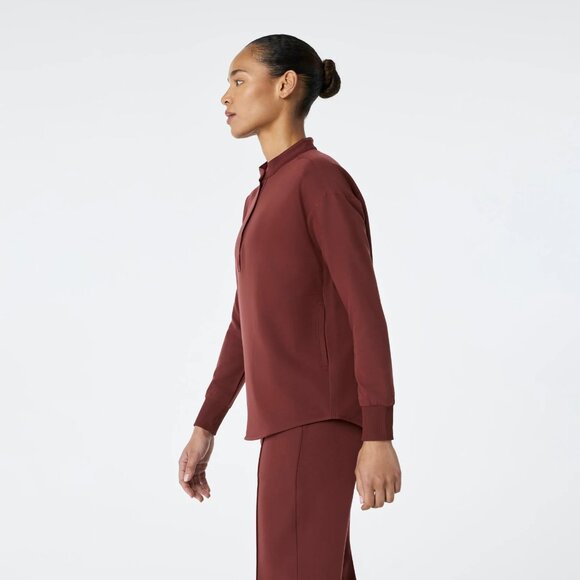 Figs Rafaela Oversized Longsleeve Scrub Top in Walnut, Size Medium - Picture 3 of 11